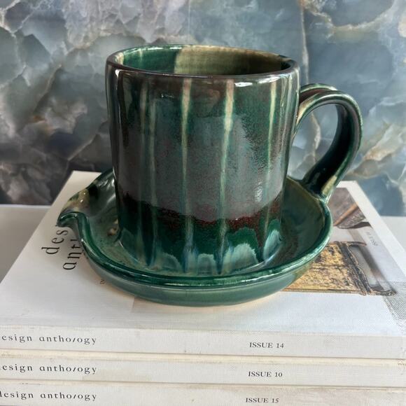 Brown's Pottery Handmade Arden NC Bacon Cooker Striped Glazed - Picture 1 of 10